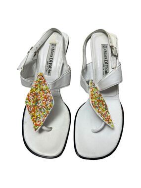MARA DI FABIO Italian Luxury Designer Beaded Casual Summer Heels Sandals 6.5 US